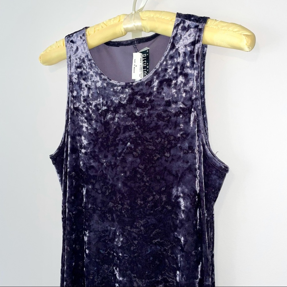 Purple Velvet Long Sleeveless Dress